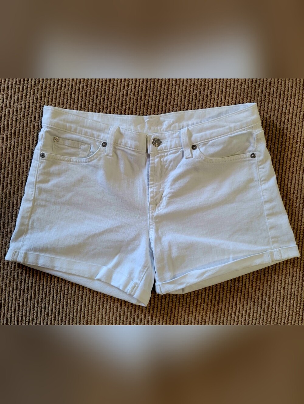 7 for All Mankind Women's White Short Shorts, Size 30 Coastal Clean Girl